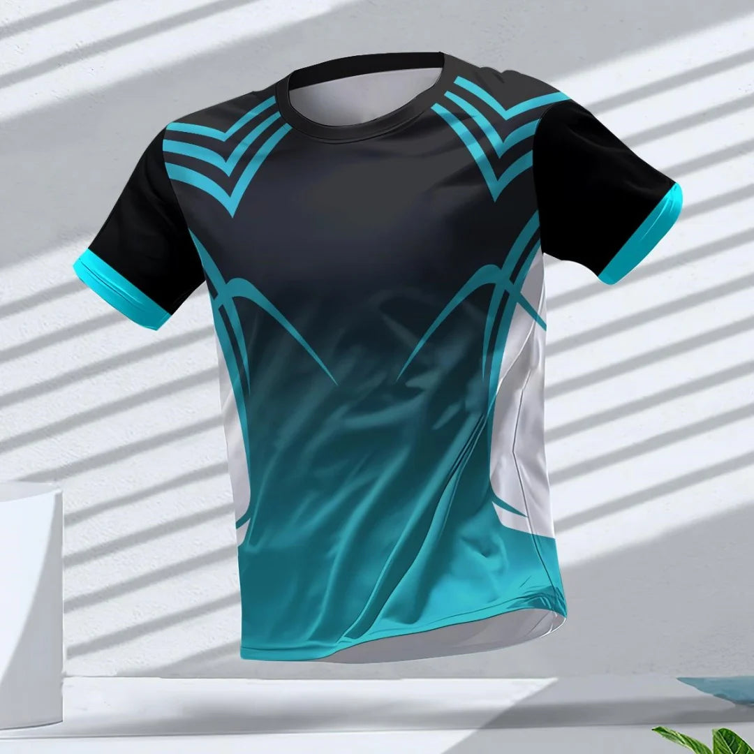 Outdoor sports men's T-shirt running fitness quick-drying breathable training short-sleeved top summer simple creative3Dprinting