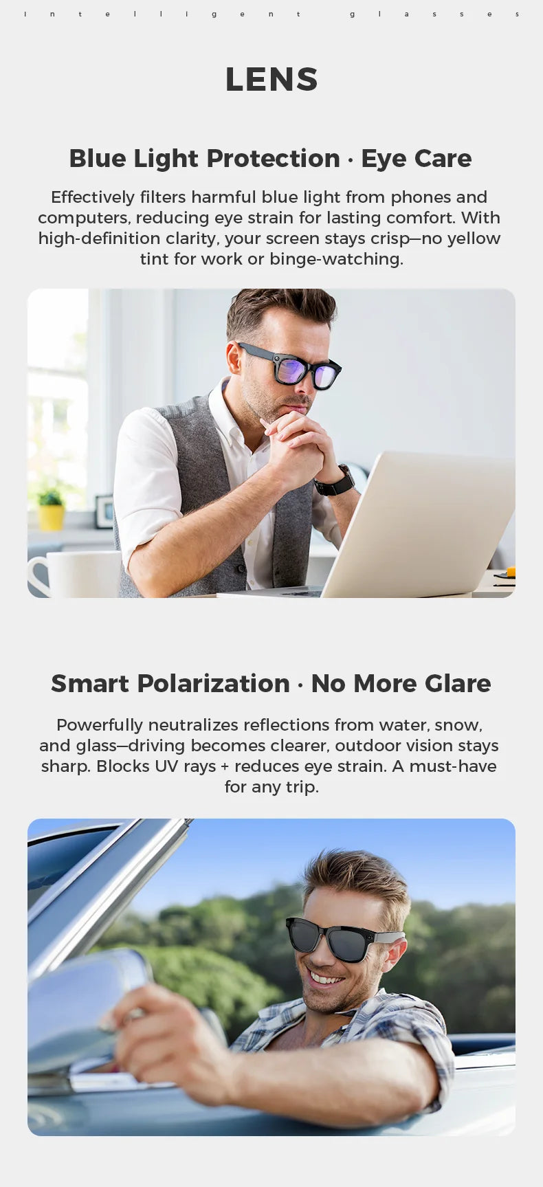 New Technology Bluetooth Call Smart Glasses 2025 Video Recording Camera Sunglasses VR Headset AI Translation Lens for Man Woman