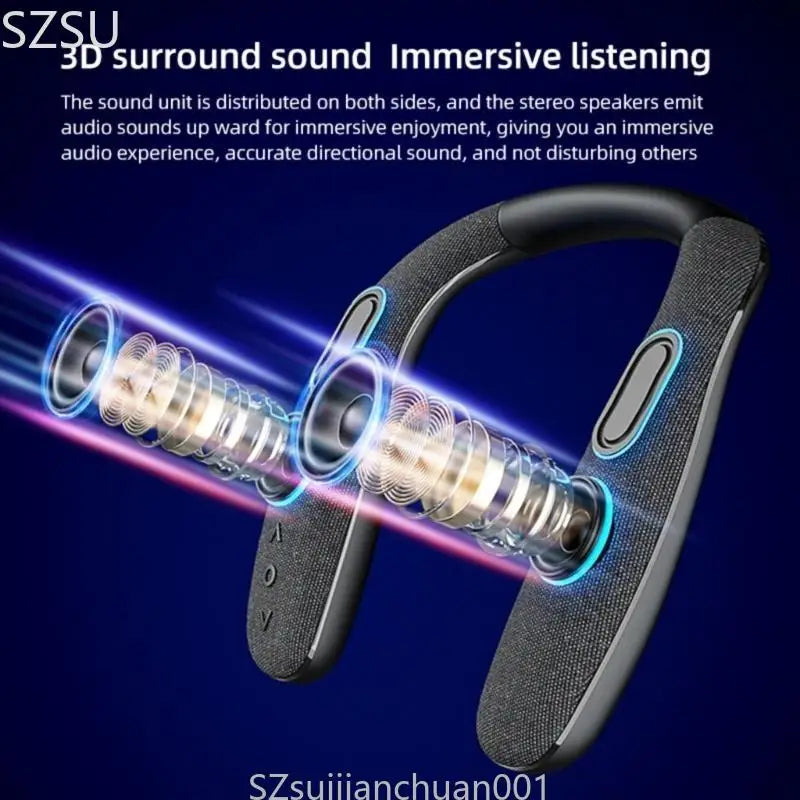 مكبر صوت 5.3 قابل للارتداء ومتوافق مع تقنية البلوتوث مع صوت محيطي ثلاثي الأبعاد وبطارية طويلة للاستخدام في المنزل والمكتب والاستخدام الخارجي