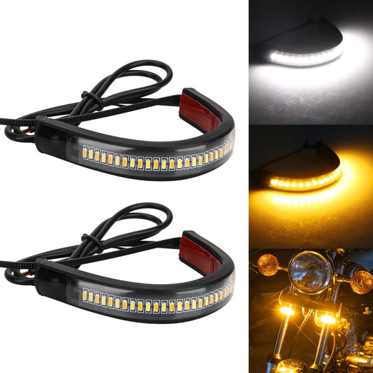 2Pcs 36LED Ring Fork Strip Flashing Indicator Motorcycle Turn Signals DRL White Amber Flasher Warning Running Lamp Blinker Acces