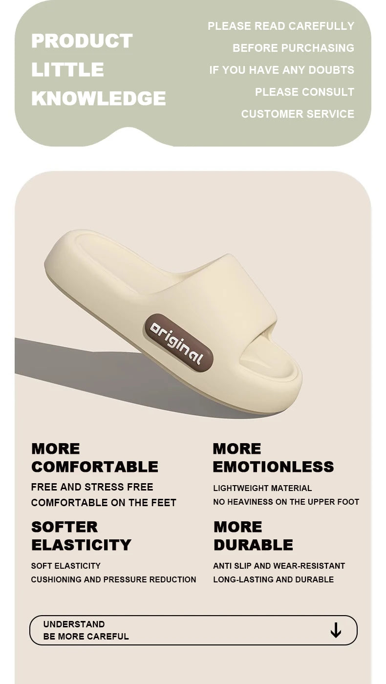 New Summer Platform Cloud Slippers Women Comfy Solid Color Soft Sole EVA Pillow Slides Woman Couple Non Slip Beach Flip Flops