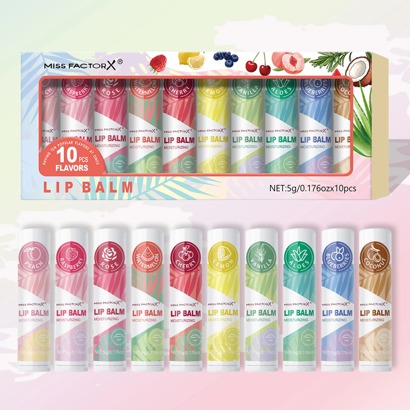 مجموعة أحمر الشفاه 10 قطع، لمسة نهائية طبيعية، عناية مرطبة بالشفاه، لمعان يدوم طويلاً، مناسبة لجميع أنواع البشرة، هدايا العطلات