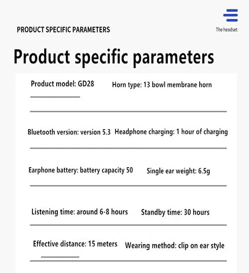 Bluetooth Headset With Microphone Ear Clip Headphone TWS Wireless Earphone Single In-Ear HD HiFi Stereo Touch Control Sports Men