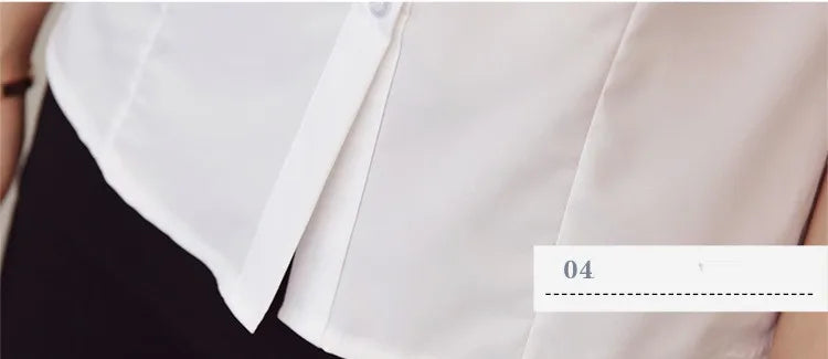Fashion White Shirts Woman 2025 Autumn Short Sleeve Blouse Solid Ladies Tops OL Female Clothing  Basic Work Shirt Women's Blouse SwiftNest
