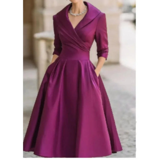 Women's Fashion Dress New Style V-neck Waist-hugging Makes You Look Slim And Elegant Long Sleeves Maxi Prom Dresses  For Women