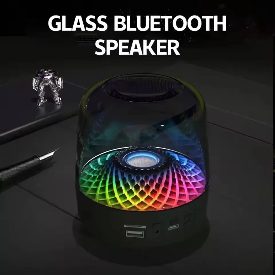 Bluetooth speaker High Power Bass Music Box 9D Surround Sound Column Full Screen Transparent Bluetooth Speaker TWS/AUX/BT/USB/TF