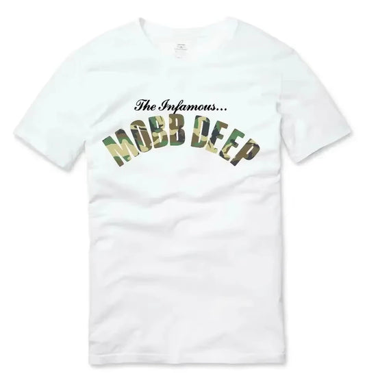 Mens Brand Fashion T-shirt T Shirts Mobb Deep Mens Womens Infamous on Red T-shirt Red Unisex Short Sleeve Casual Tee-shirt