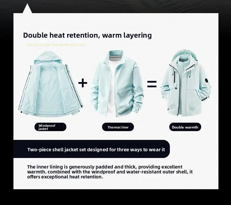 Jacket men's jacket jacket autumn and winter jacket three-in-one outdoor sports jacket fleece jacket inner jacket jacket