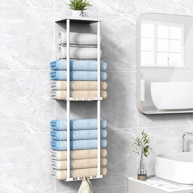 Bathroom Storage Holders Metal 3-tier Shelf Storage Holders Multifunctional Towel Holder Racks Wall Organizer Racks Home Decor