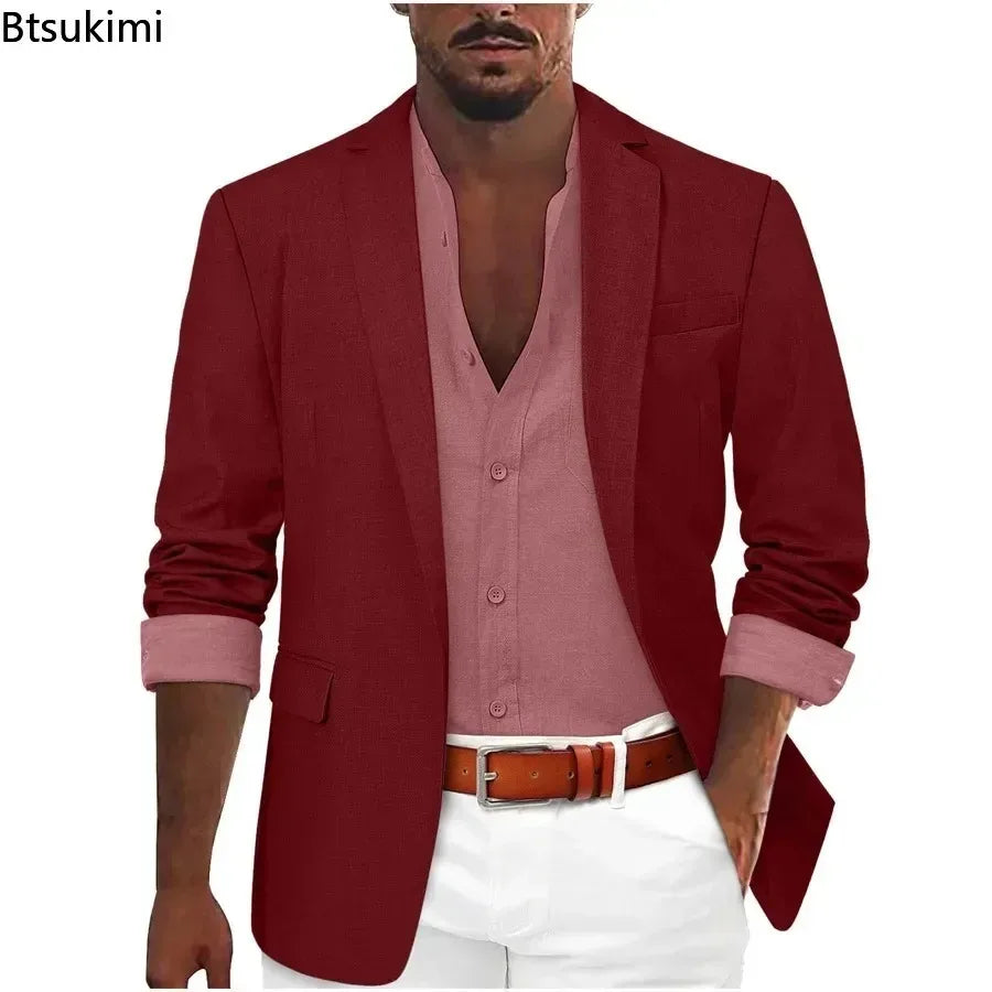 2025 Fashion Men's Clothing Business Casual Blazer Coats Classic Single Button Slim Fit Suit Jackets Elegant Gentleman Suit Tops