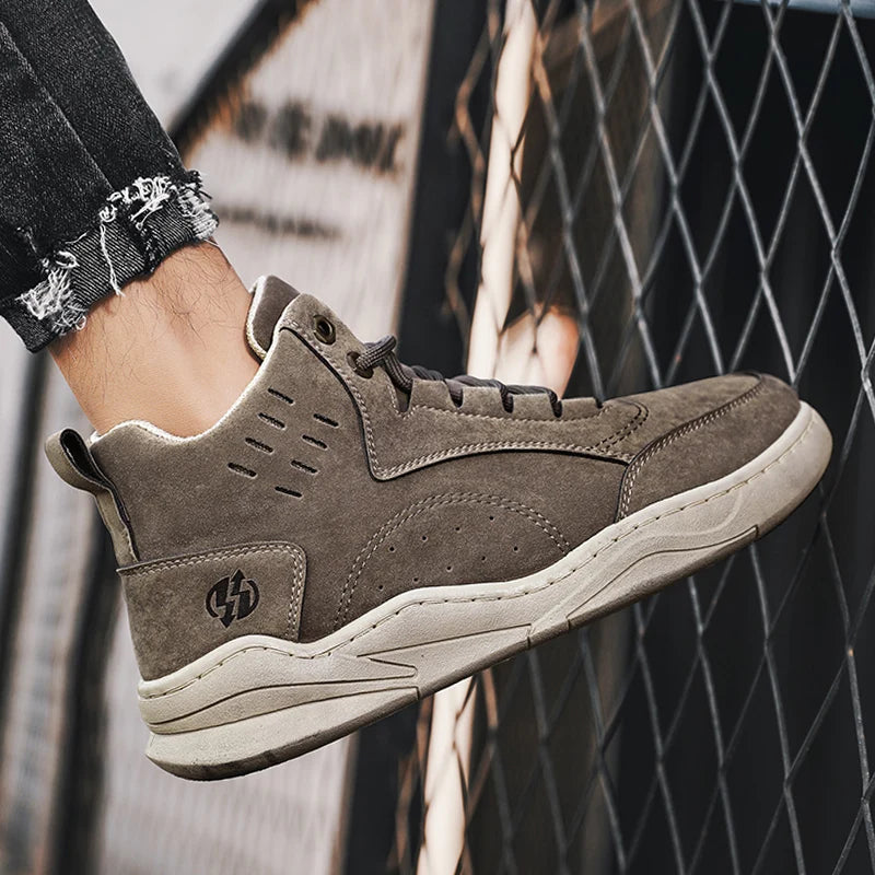 High Top Boots Men's Shoes Fashion Motorcycle Ankle Boots Shoes for Men Winter Boots Men's Sneakers Lace-Up Botas Hombre