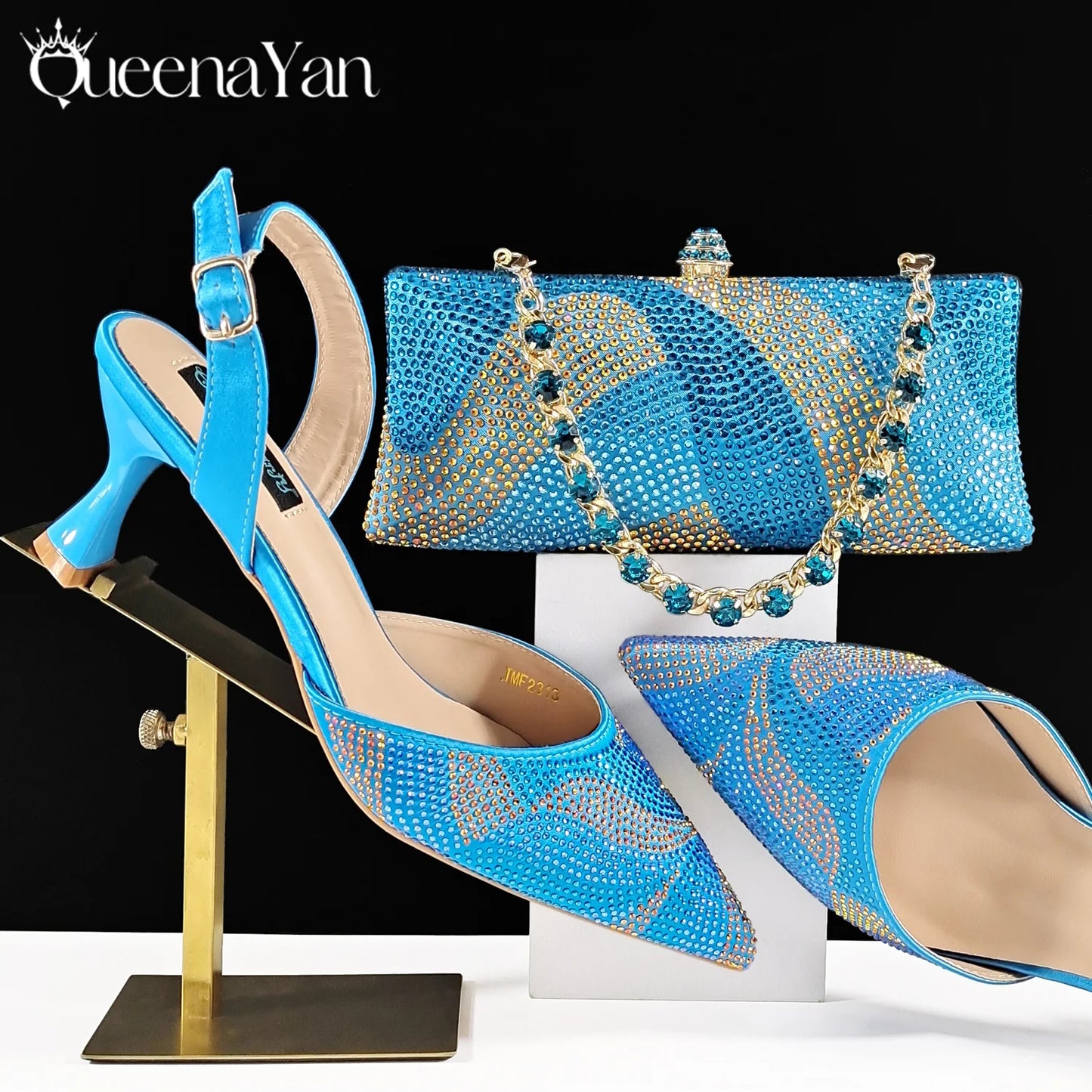 Festive Elegance: Spot Goods Dazzling Heels and Chic Long Bag Clutch Perfect Combination Of Shoes And Bag for Special Occasions