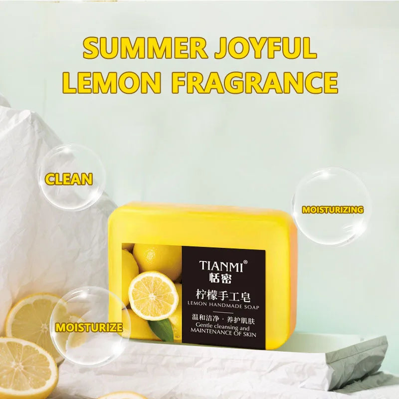 2PCS lemon handmade soap, moisturizing and cleaning, suitable for all skin types, can be used by both men and women,