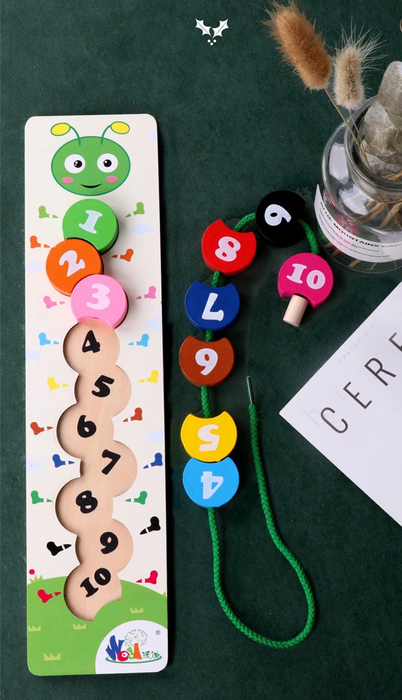 Wooden Lacing Toys for Toddlers Puzzle Preschool Activities Fine Motor Skills Early Educational Children Kids Games