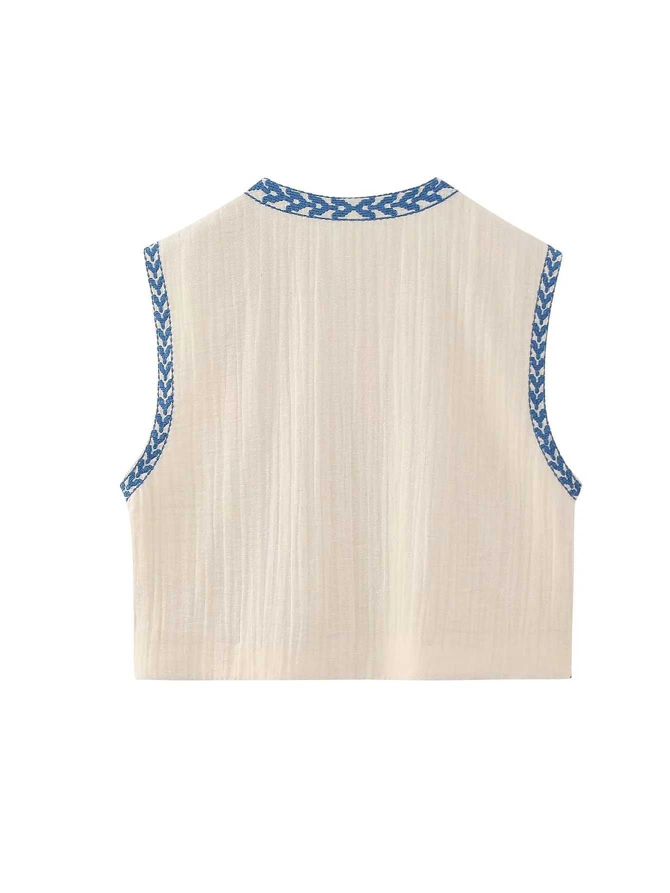 2025 Women Fashion Floral Embroidery Vest Vintage Sleeveless Waistcoat Ouertwear Female Streetwear Chic Vests Tops