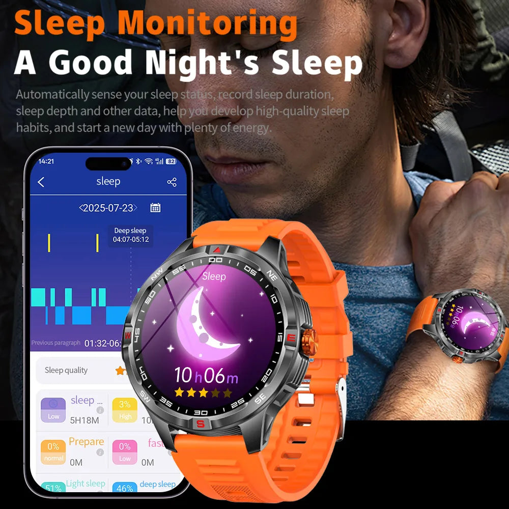 Outdoor Sports Smart Watch Men 1100mAh Large Battery Bluetooth Call 100+ Sports Modes Compass Waterproof Health Sport SmartWatch