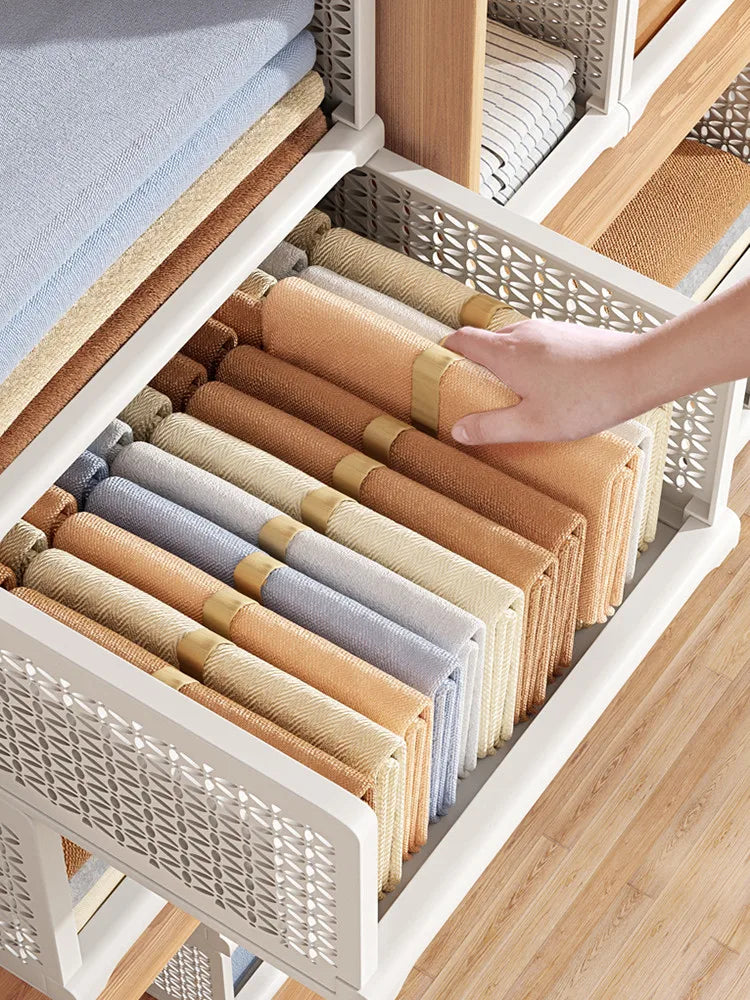 Wardrobe Storage Cabinet Organizer Drawer Clothes Closet Storage Box Layered Partitions Finishing Shelf Dormitory Storage