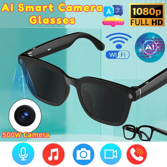New Wifi AI Smart Glasses HD1080P Anti-shake Camera Video Glasses Voice Call Noise Reduction Wireless Bluetooth Headset Goggles