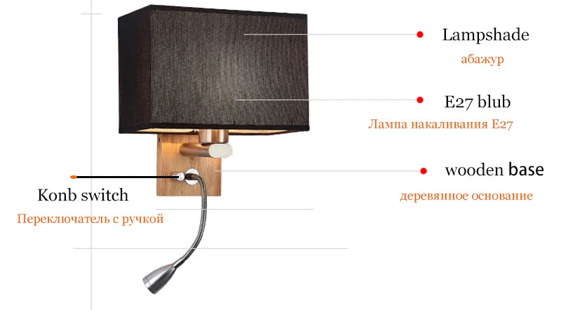 Bedroom Wall lamp With 3W Spotlight Modern Sconce for Living Room Bedside Bathroom Mirror Light Home Decor Indoor Light Fixtures