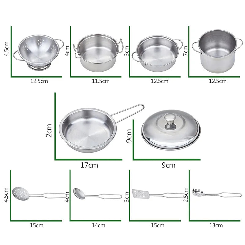 ألعاب أواني الطبخ والمقالي للأطفال - مجموعة ألعاب المطبخ - أدوات طهي صغيرة من الفولاذ المقاوم للصدأ - ألعاب تطويرية