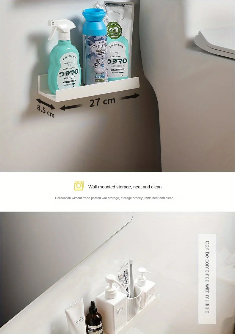 Bathroom Shelf Makeup Storage Organizer  Rack Self Adhesive No-drill Shelves Wall Shampoo Rack Shower Shelf