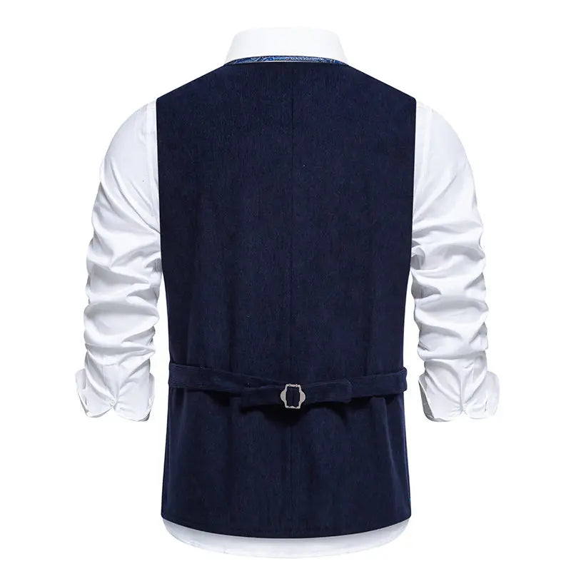Mens Suit Vest Fashion Slim Fit Embroidered Men Waistcoat Tops Slim Business Vest Waistcoat Man England Style Male Leisure Sets