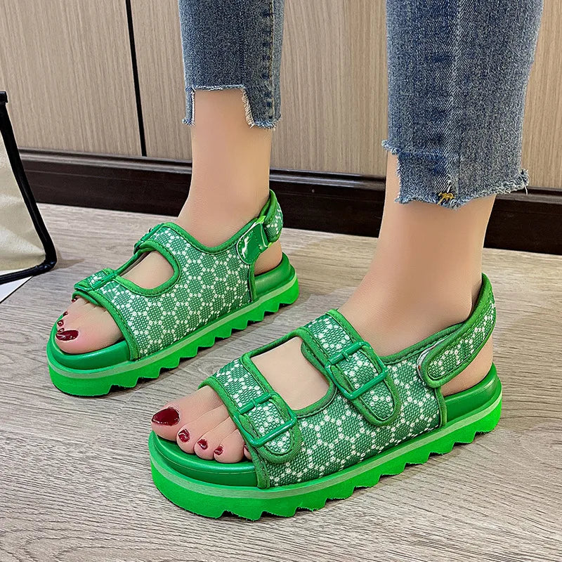 Sandal Women's Geometric Slingback Platform Sandals for The Beach Roman Sandal Platform Shoes Outdoor Beach Sandals