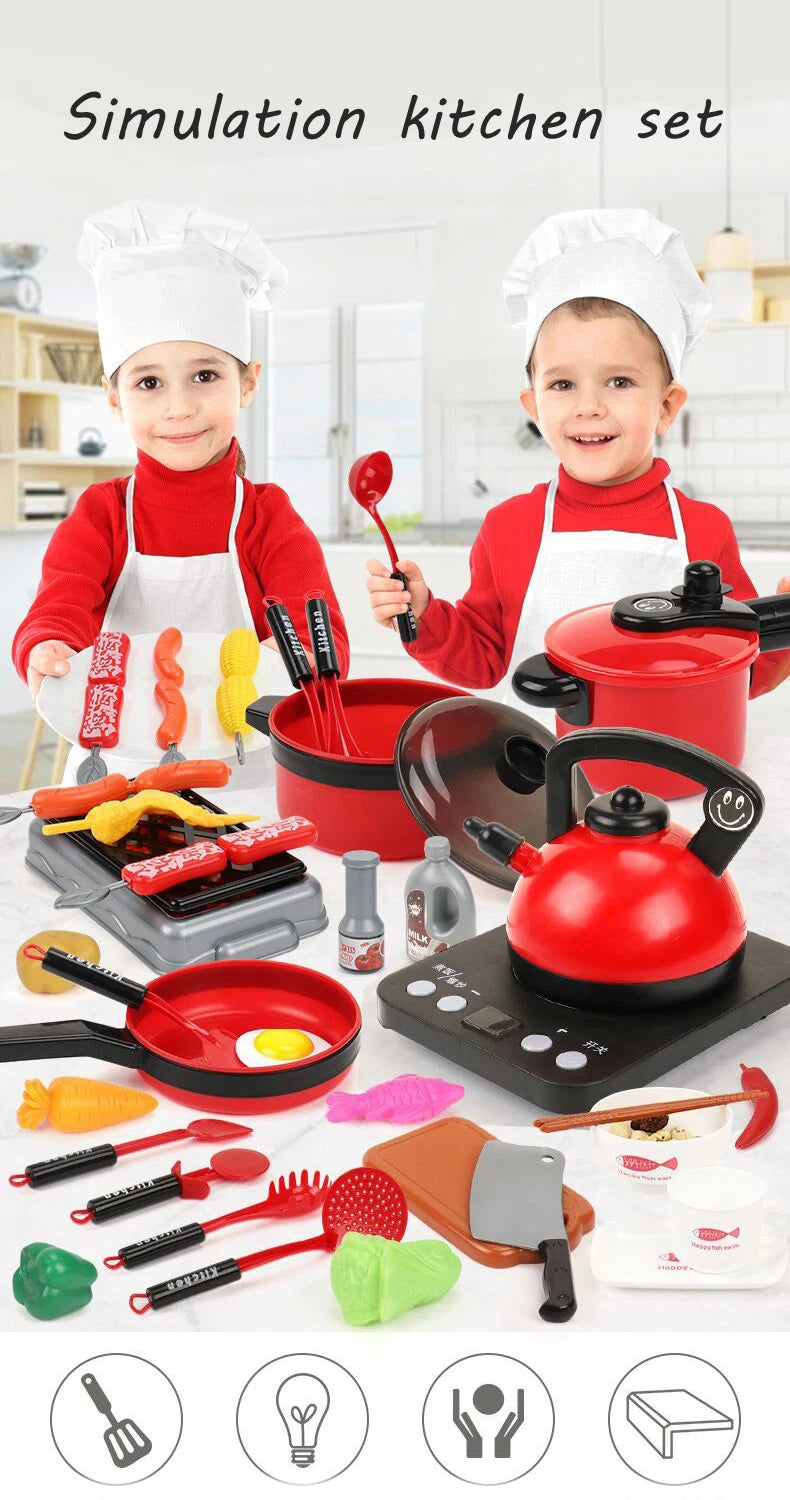 Kitchen Toys Set Kitchen Utensils Children's Simulation Education Pretend Play For Kids Girl Cooking Baby Cutting Fruit Cooking
