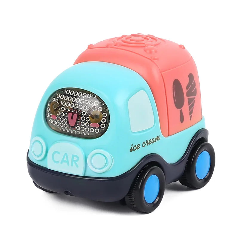 Baby Car Toys for 6 12 Months Friction Car Infant Soft Rubber Inertial Push and Go Vehicles Roll Car Hand Rattle Gift for Kids