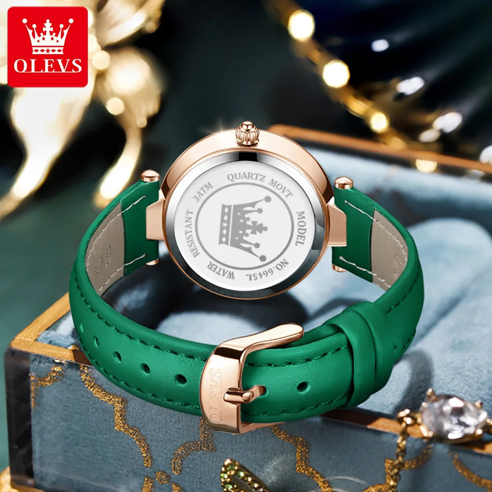 OLEVS Brand watch fashion diamond-encrusted outer ring ladies quartz watch waterproof watch 6645 SwiftNest