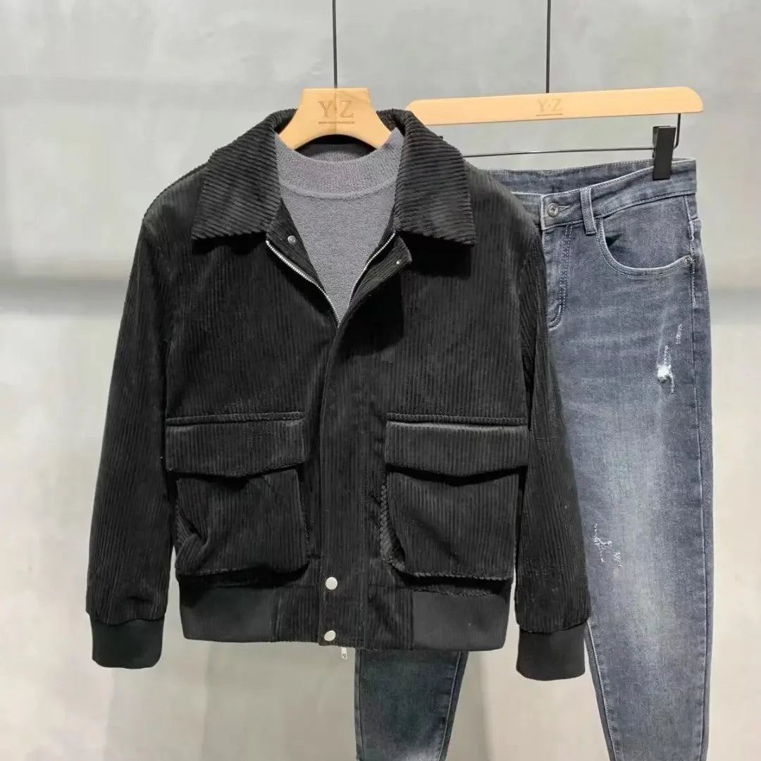Fashion Brands Mens Clothing Tops Corduroy Jackets Korean Version Trendy Spring and Autumn Jackets for Men