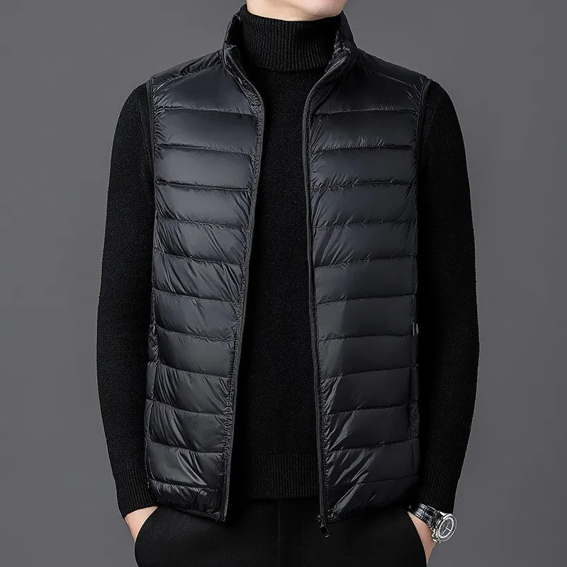 Mens WinterVest Jacket Fashion Warm Cotton-Padded Sleeveless Jackets Autumn Stand-up Collar Casual Waistcoat Brand Clothing