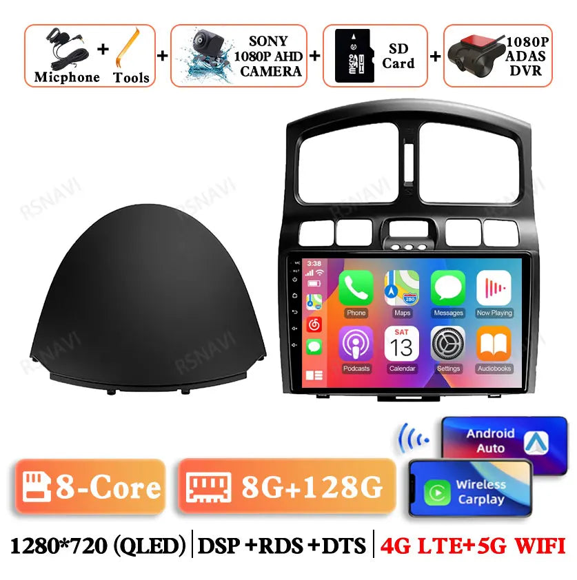 Android 15 For Hyundai Classic Santa Fe 2000-2004 JAC S1 (Rein) 2005-2015 Car Radio Qualcomm BT GPS Navigation QLED 5G WIFI AUTO