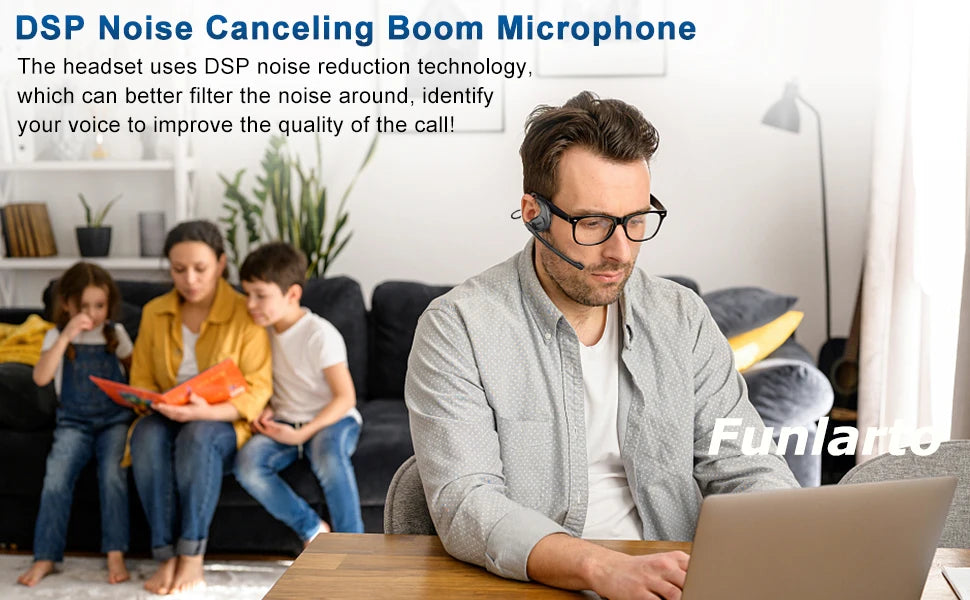 Wireless Headsets Bluetooth 5.3 Earphones Wireless Earpiece Business Headphones with Removable Microphone Open Ear Headphone New