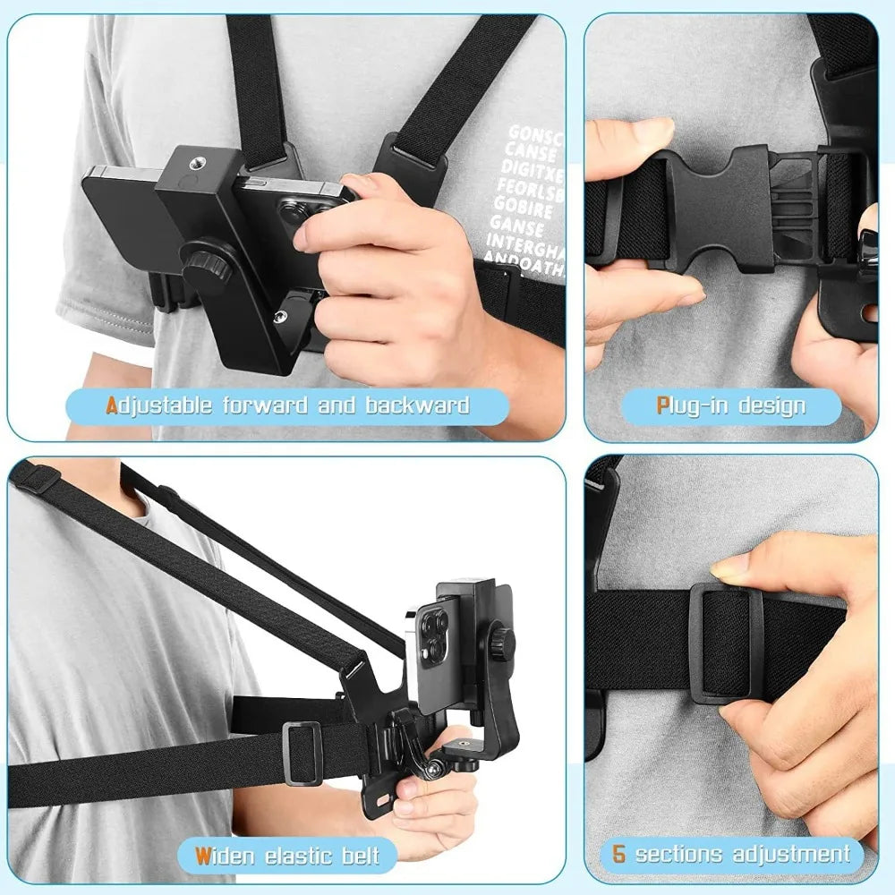 First Person Adjustable Action Camara Chest Strap Record Outdoor Live Mobile Phone Strap Mount for Cycling  Skiing Gopor Holder