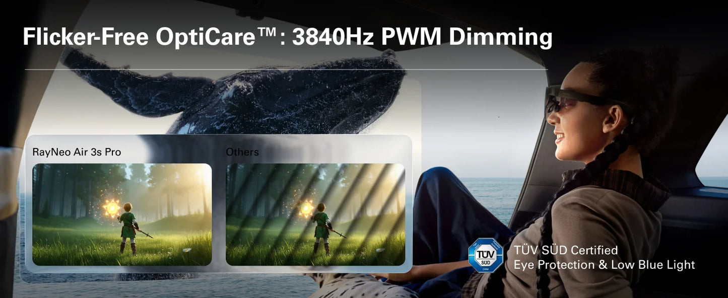 RayNeo Air 3S Pro smart AR glasses, 135-inch HD viewing, 1200Nits brightness, 3D surround sound