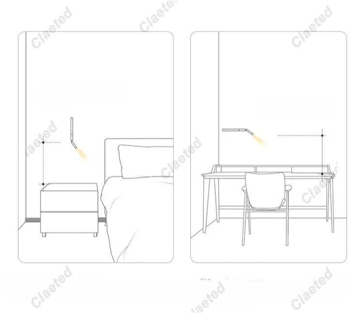 Bedroom Wall Lamp Minimalist Modern Reading Light Homestay Hotel Study Rotating Wall Lamp Adjustable Reading Light With Switch