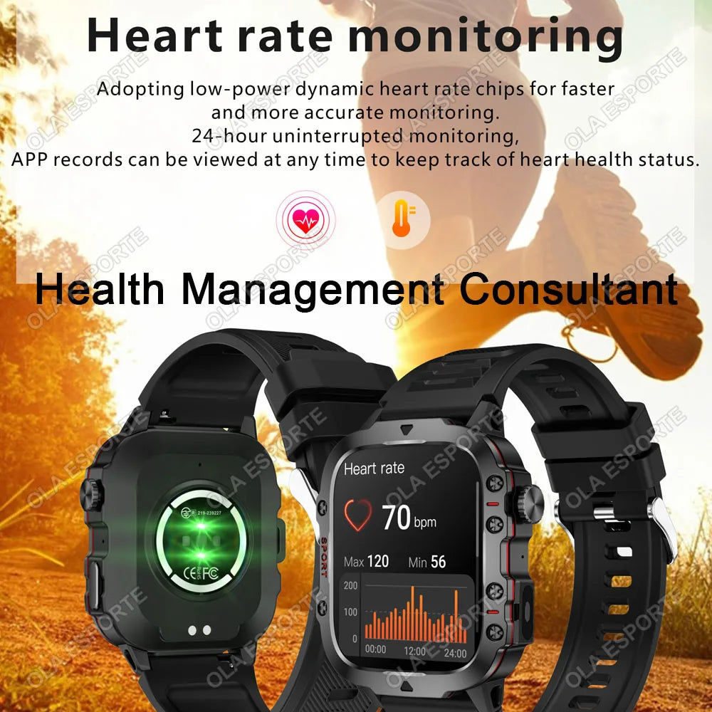 Outdoor Sports Smart Watch 2.01 Inch AMOLED Screen LED Flashlight Bluetooth Talking Smart Watch for Men Women Holiday Gifts 2025