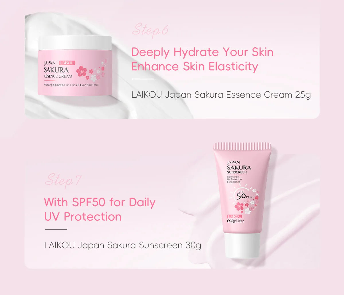 Sakura Skin Care Kit Hydrating Moisturizing Skin Care with Cleansing Pore Treatment and Sunscreen  Cosmetic  Skincare Korean