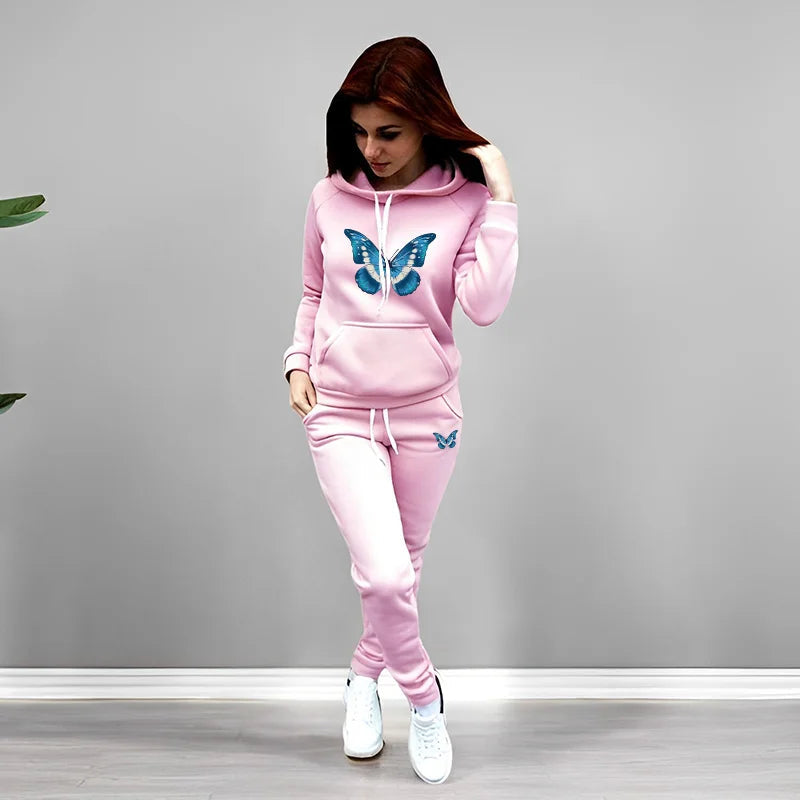 Women's 2 Piece Outfit Set Hoodie Joggers Tracksuit Casual Daily Fashion Autumn Winter Female Home Outdoor Comfort Warm Outfit SwiftNest