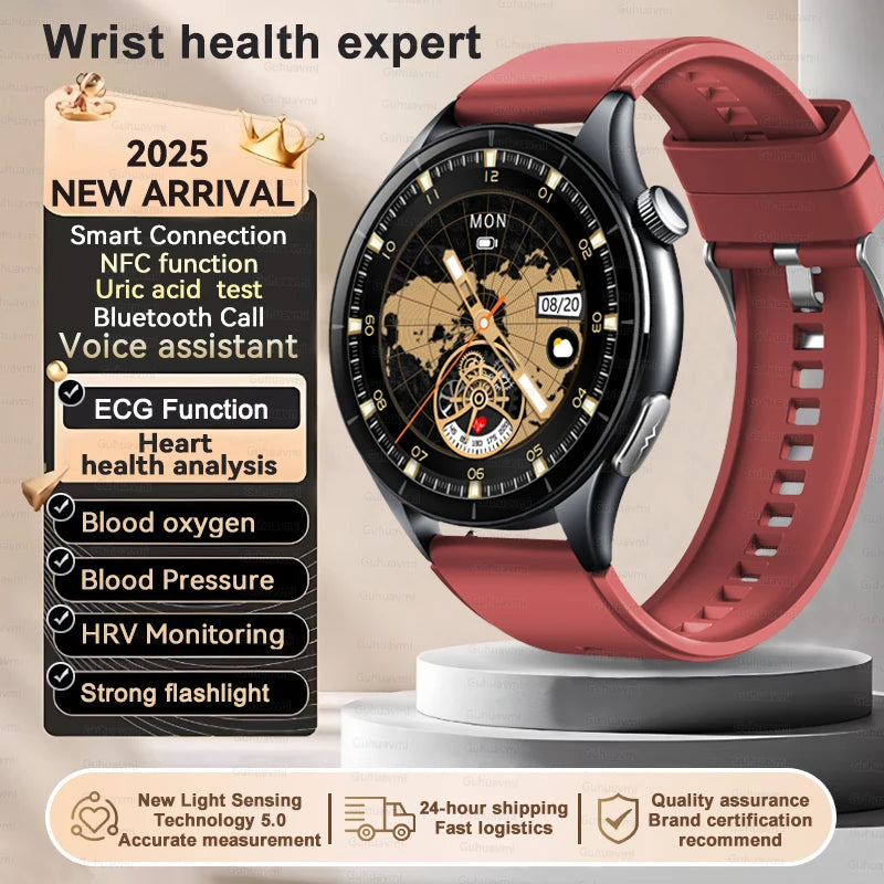Sapphire 2025New Health managed Smart Watch Health measure Blood Fat Uric Acid Call ECG+PPG blood pressure Health Smartwatch IOS