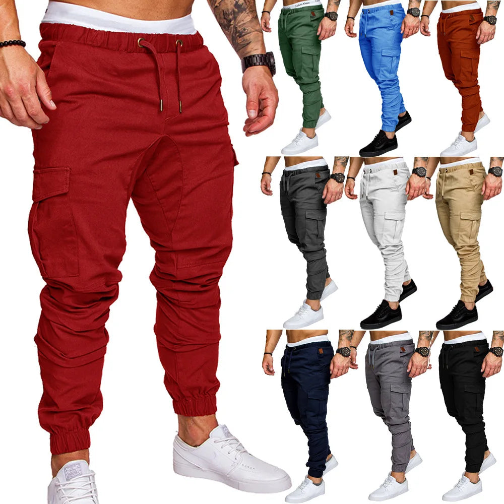 Men Pants Thin Fashion Casual Jogger Pants 2020 Streetwear Cargo Pants Men's Multi-pockets Trousers Fitness Gyms Sweatpants Mens