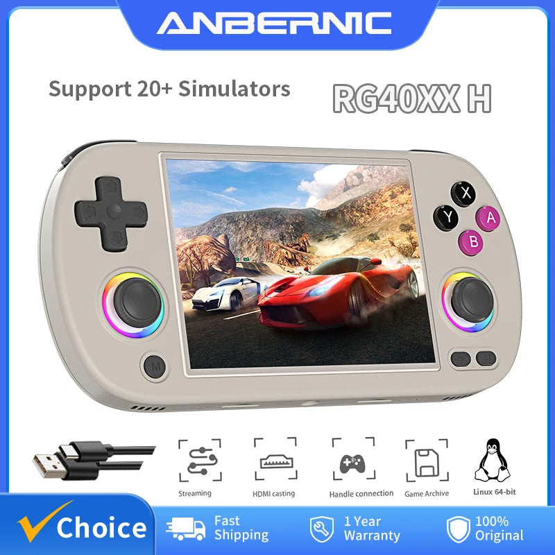 ANBERNIC RG40XX H Handheld Game Console Linux 64-bit System 4.0 inch IPS 3200mAh Retro Video Gaming Console 64G 5000+ Games Gift
