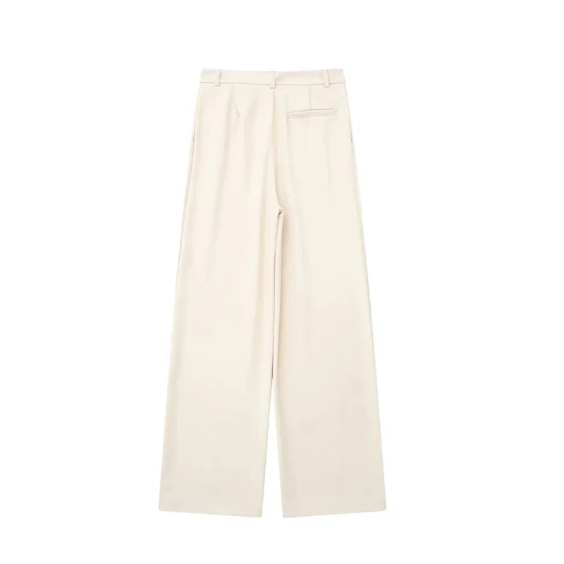 MUJER 2025 Women's Pants Beige Grey Black Wide Leg Pants Women High Waist Baggy Pants Woman Fashion Summer Office Trousers SwiftNest