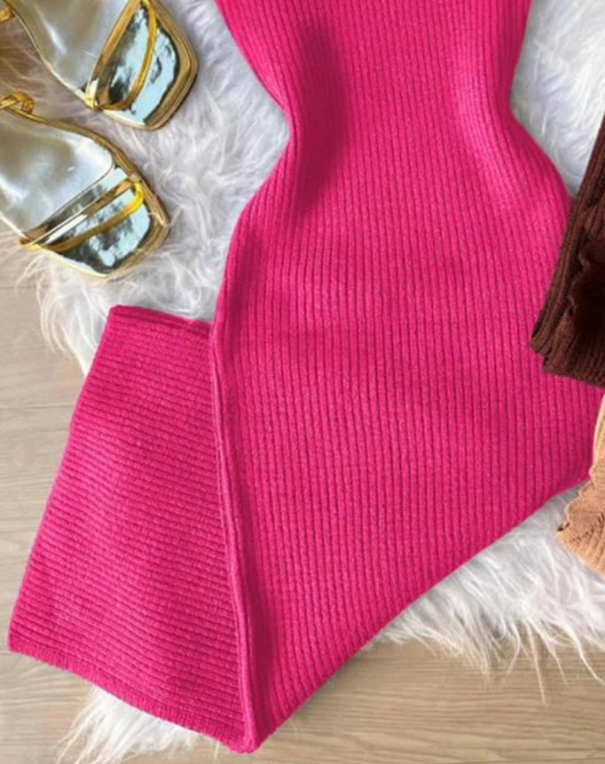 Sexy Elegant Dresses for Women New Fashion 2024 Autumn Spring Summer Casual Floral Pattern Beaded Knit Bodycon Dress