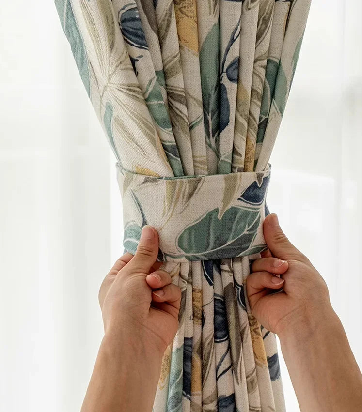 Curtains for Living Dining Room Bedroom  Autumn Maple Leaves American Country Pastoral Retro Cotton Linen Thick Korean Style