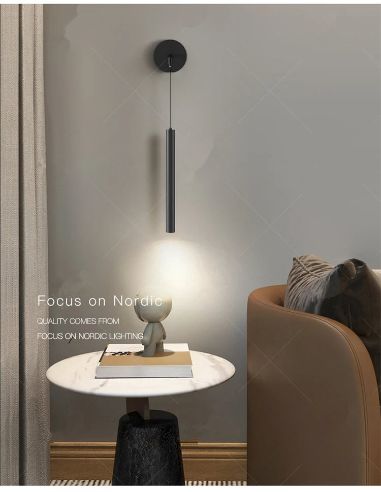 Wall lamp Bedroom bedside lamp Spot lamp Modern simple LED living room TV background wall Eye-protection bedside pendant lamp