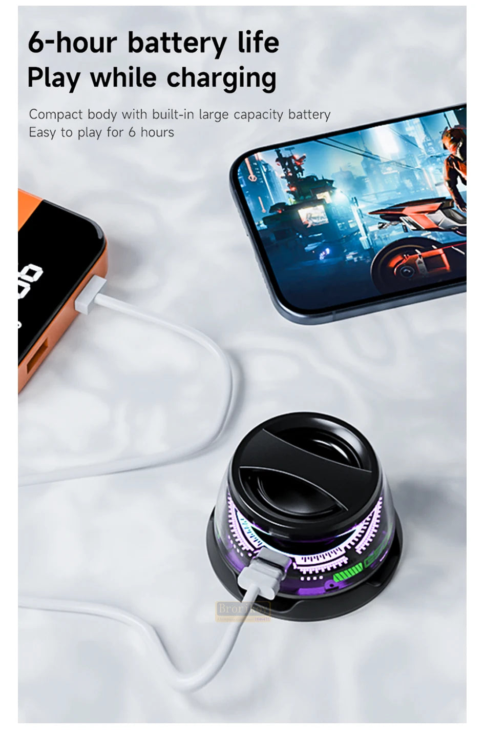 مكبر صوت صغير محمول بتقنية البلوتوث 5.3، مكبر صوت مغناطيسي صغير، صندوق صوت، تشغيل لمدة 7 ساعات، حامل هاتف للكمبيوتر الشخصي، شاومي، هواوي