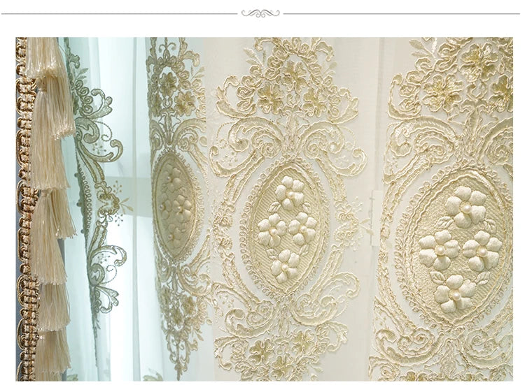 ستائر أوروبية فاخرة حديثة لغرفة المعيشة وغرفة النوم، ستارة زرقاء مخملية مزخرفة بشراشيب، ستارة مسطحة مطرزة من التول حسب الطلب