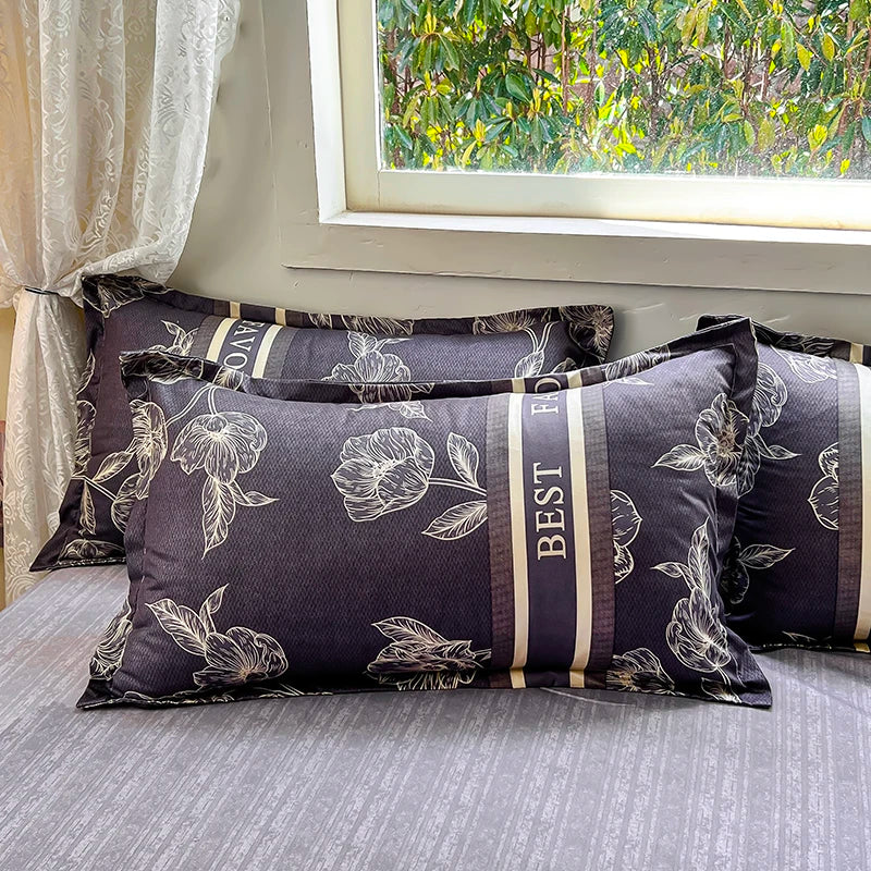 Home Textile Microfiber Bedding Set 4pcs Duvet Cover Set Printed Grey Bed Linens 2025 New Polyester Top Sheet Pillowcase